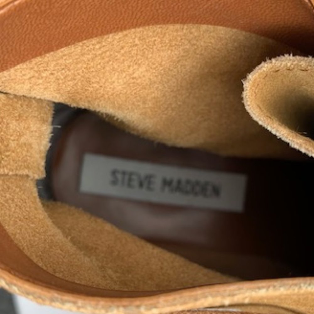 Steve Madden Rosaly Round Toe Suede Ankle Boot Tan C361 - Picture 14 of 16
